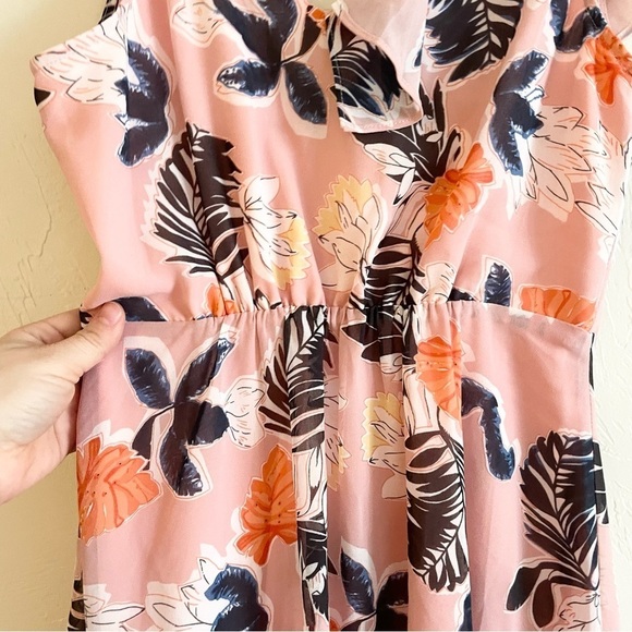 A NEW DAY Pink Tropical Floral Tank Asymmetrical Hem Summer Dress Women's Small - Picture 7 of 9